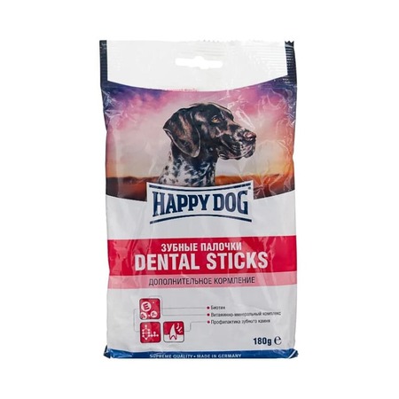 Лакомство Happy Dog Зубные палочки Мясо и Злаки для собак всех пород старше 5 месяцев для чистоты зубов - 180 г Основное Превью