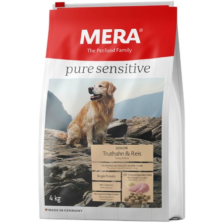 Сухой корм Mera Pure Sensitive Senior Truthahn & Reis для пожилых собак с индейкой и рисом - 4 кг Основное Превью