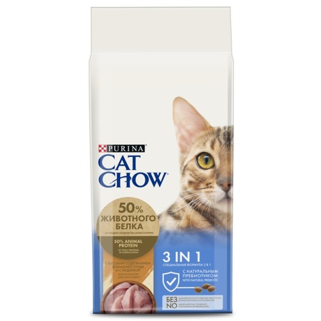 Сухой корм Cat Chow 3 в 1 с высоким содержанием домашней птицы и синдейкой Основное Превью